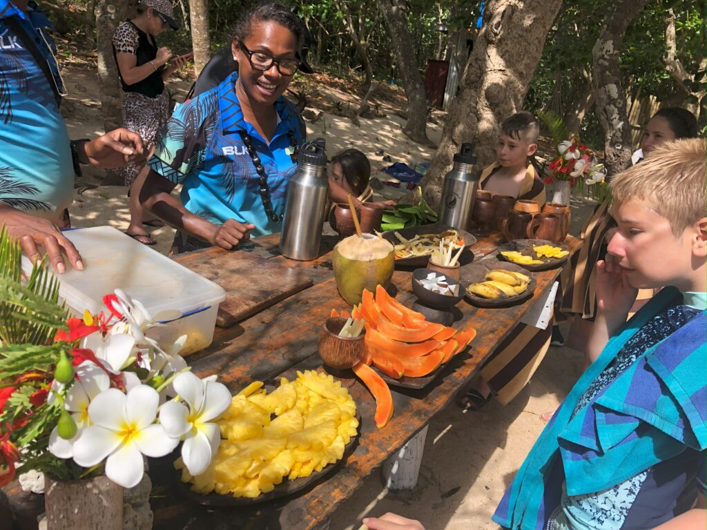 Fresh Fruit & Cold Water at Beach Stop - Ecotrax Fiji