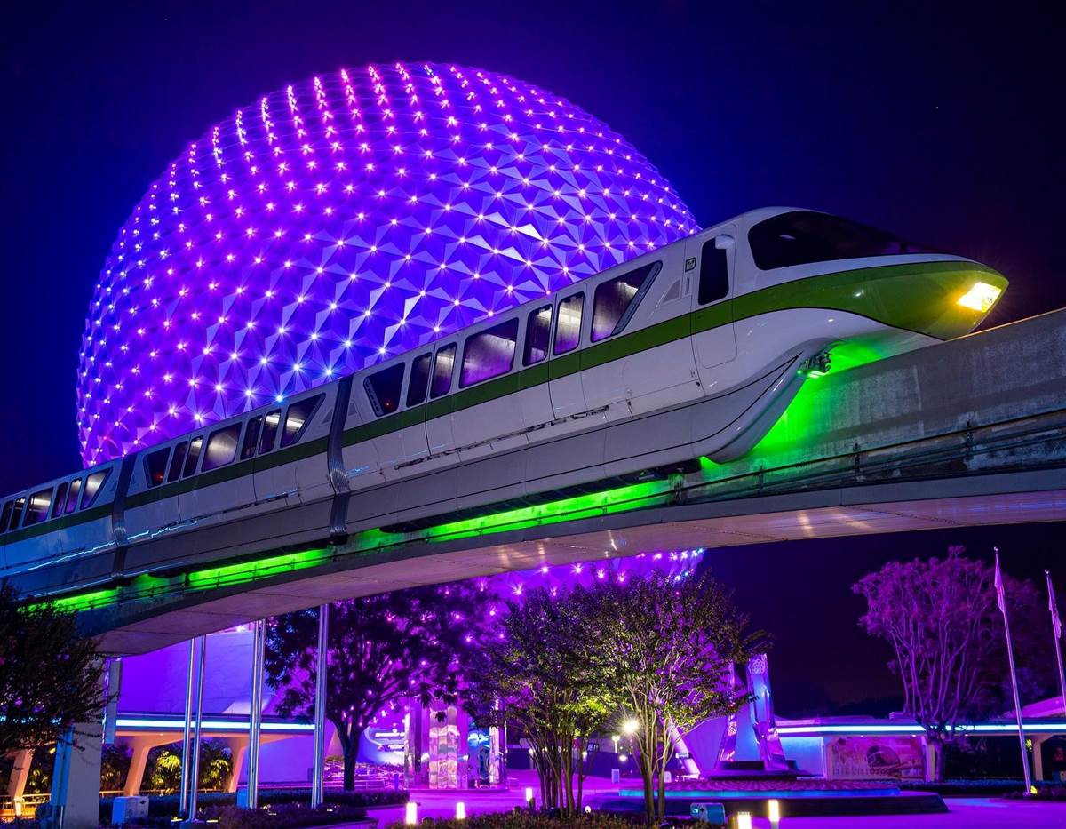 Monorail Train Passing Through Epcot