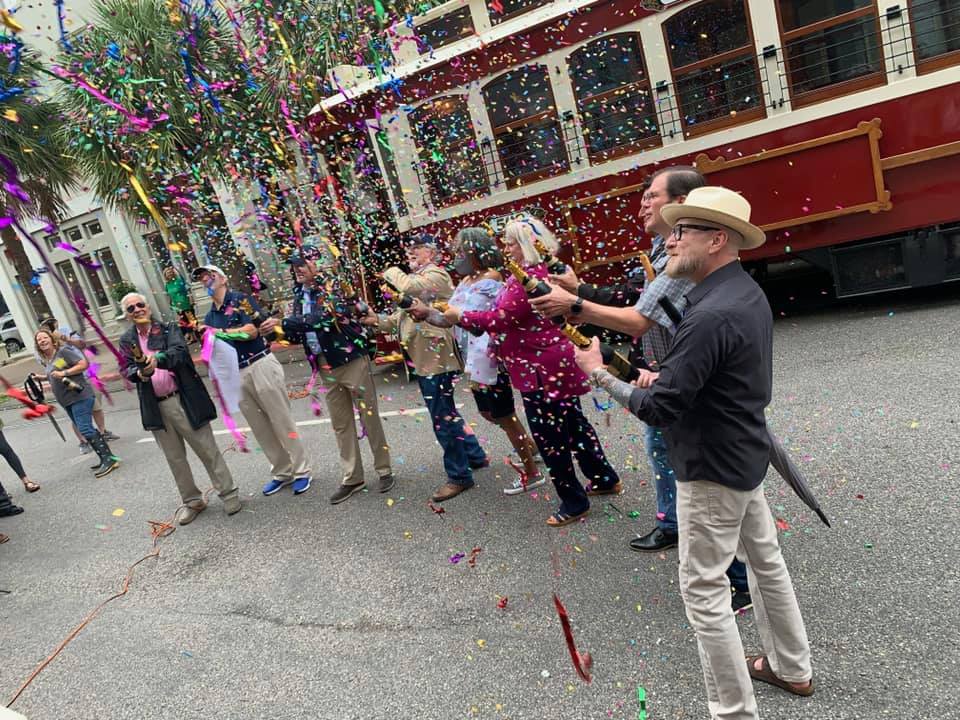 Celebrating Opening Galveston Trolley October 1 2021