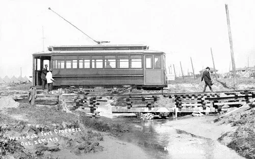 Galveston Trolley at Fort Crockett 1913