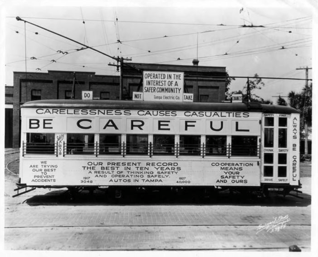 Tampa Trolley Map & Guide, Single Truck Birney Safety Car 1927 