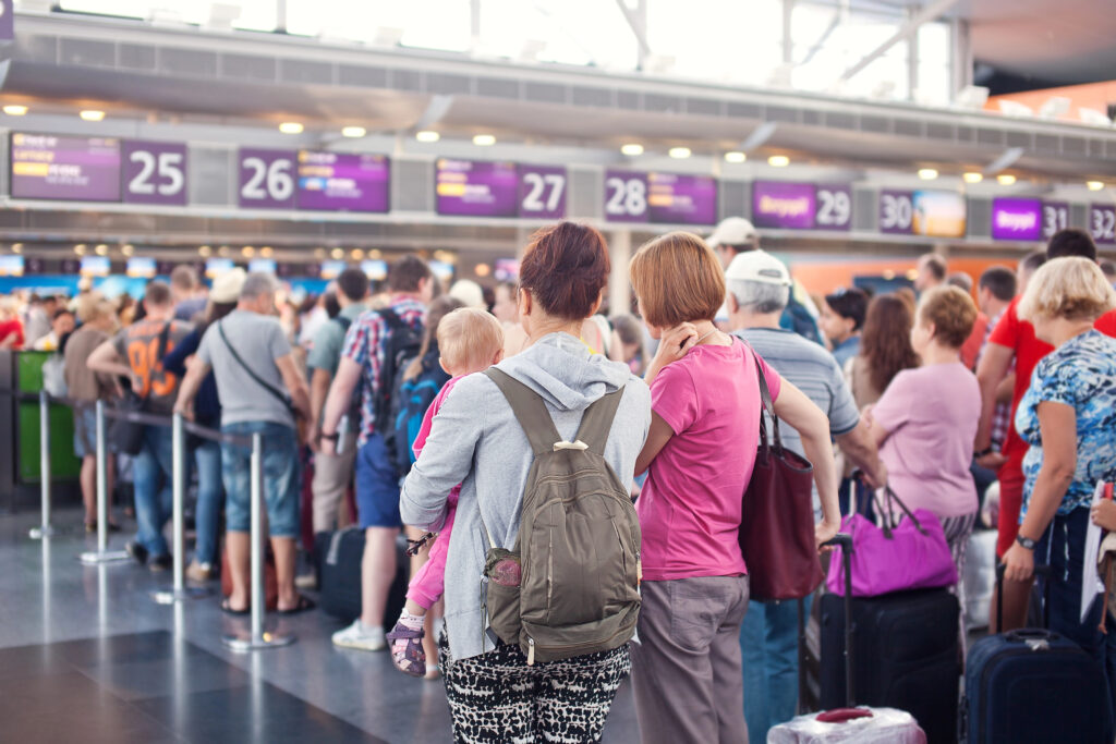 Is Travel Really Worth It: Queuing to Check in for a Flight.